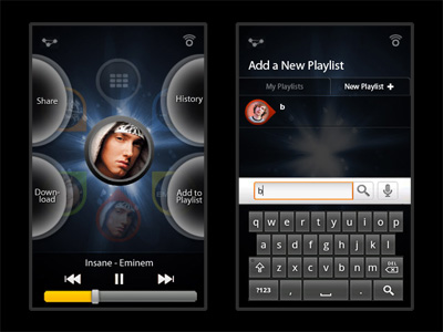 Example of playlist screen