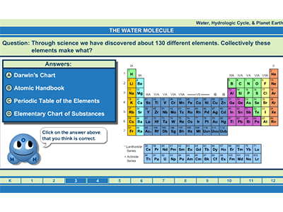Example screen of learning module quiz
