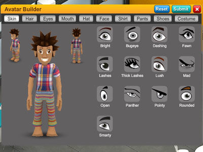 Example of the avatar builder that allows you to build unique characters