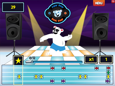 Example of one of the in-world music beat games