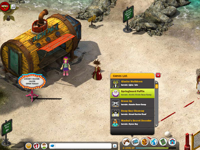 Example of one of the virtual world game stations