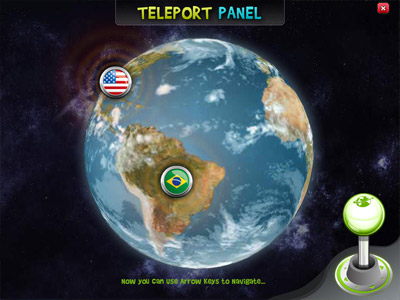 The teleport panel that allows you to navigate Kid Command