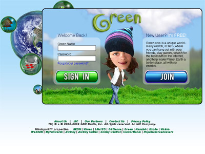 Sign in page for Green.com
