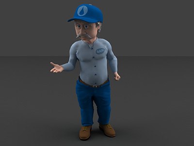 Custom made 3D character that helps the student along the way
