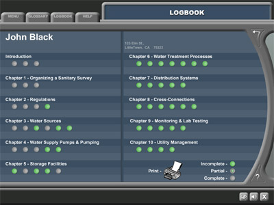 Example of training progress screen