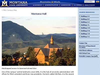 Example of Montana Hall details page
